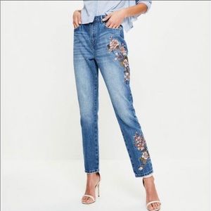 High rise Riot floral embroidered jeans- NWT